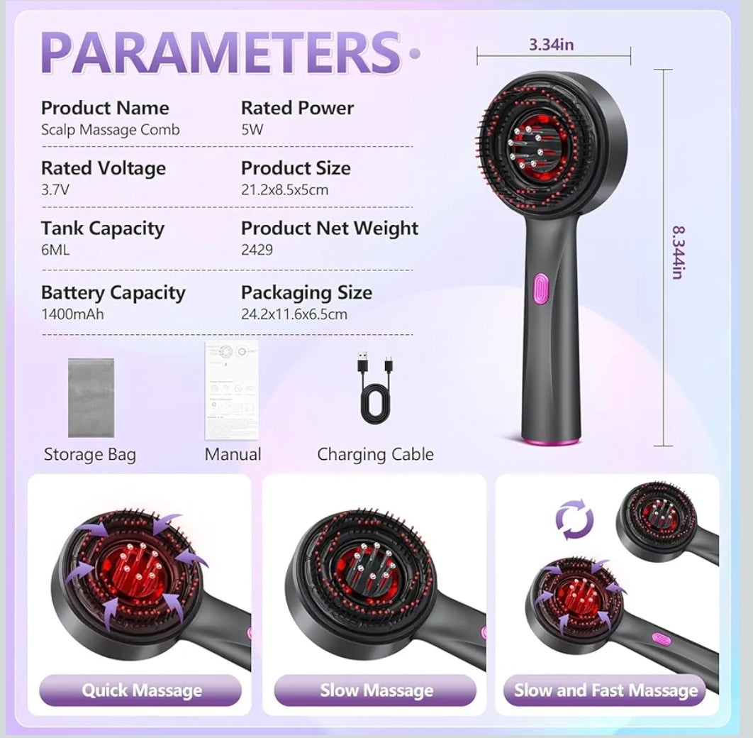 Premium Head Scalp Electric Massager Comb | Scalp Massaging Brush with 2 In 1 Hair Oil Applicator | IPX7 Waterproof,Portable Deep Massager For Hair & Head Relaxation at Home | Shiatsu Massage for Hair Growth/Stress Relax