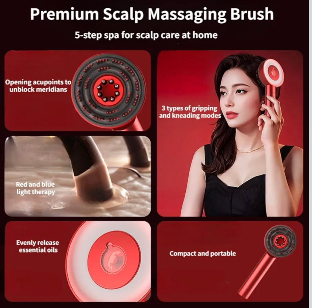 Premium Head Scalp Electric Massager Comb | Scalp Massaging Brush with 2 In 1 Hair Oil Applicator | IPX7 Waterproof,Portable Deep Massager For Hair & Head Relaxation at Home | Shiatsu Massage for Hair Growth/Stress Relax
