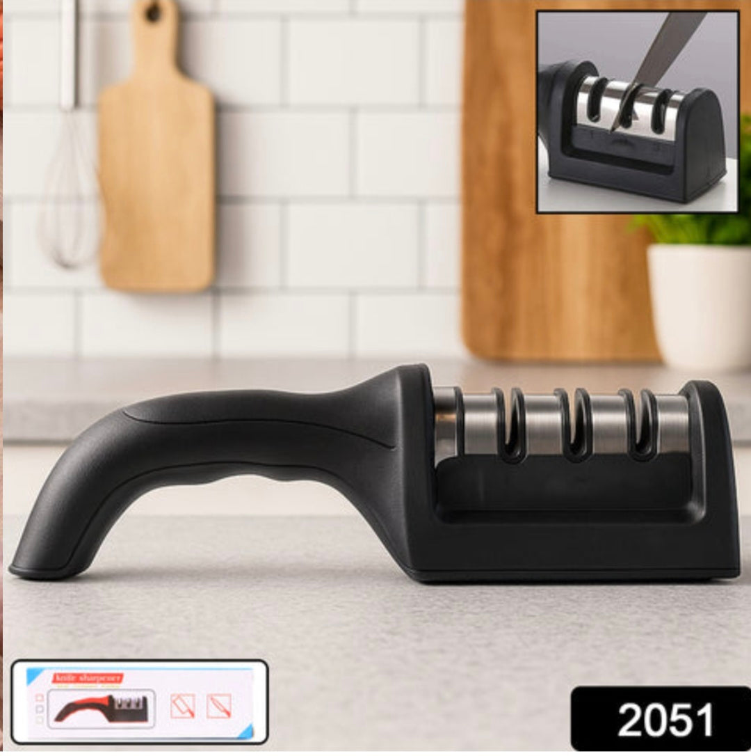 Three-Stage Handheld Knife Sharpener – Ergonomic Handle, Non-Slip Base